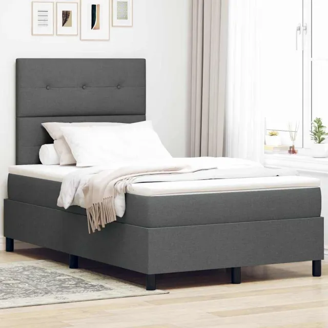 vidaXL LED Box Spring Bed met matras Donkerblauw 120 x 200 cm Fluweel