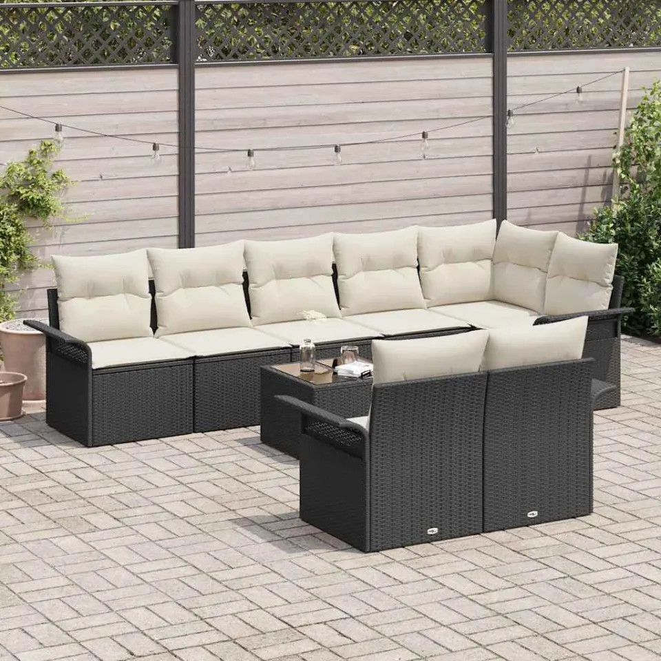 vidaXL Tuin Sofa Set 9 st Zwart poly rattan, foto 2