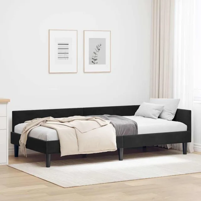 vidaXL Hoekbedframe Zwart 80 x 200 cm fluweel
