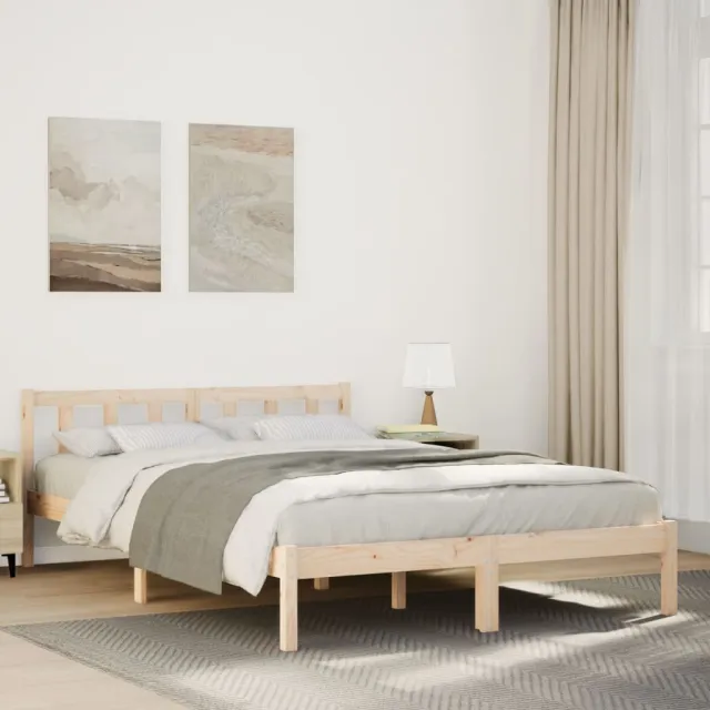 vidaXL Bedframe extra lang zonder matras massief grenenhout 140x210 cm Bruin