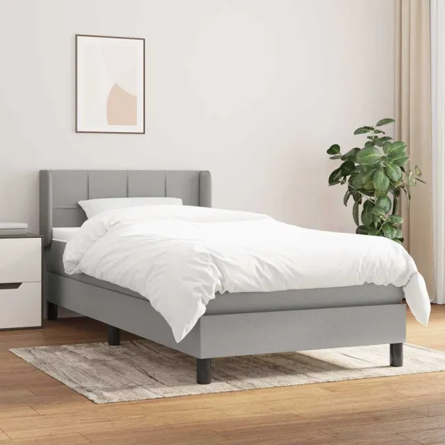 vidaXL Boxspring met matras stof lichtgrijs 80x200 cm grijs