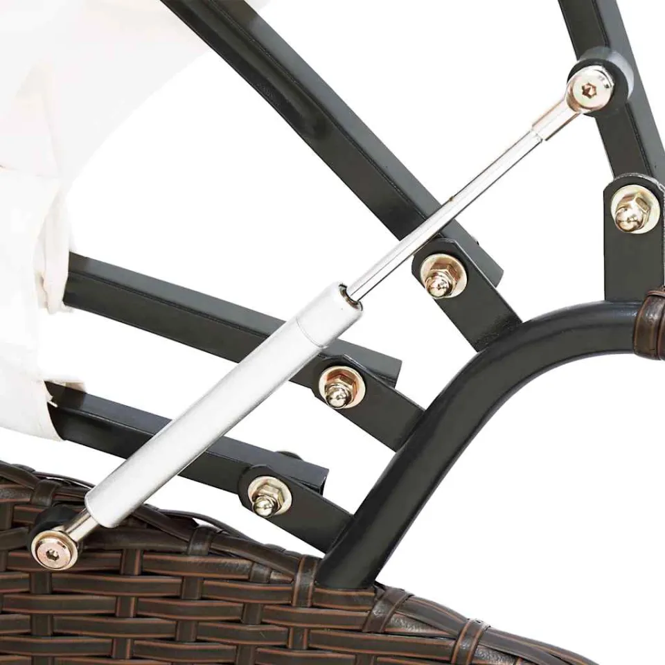 vidaXL Loungebed met luifel poly rattan bruin, foto 4