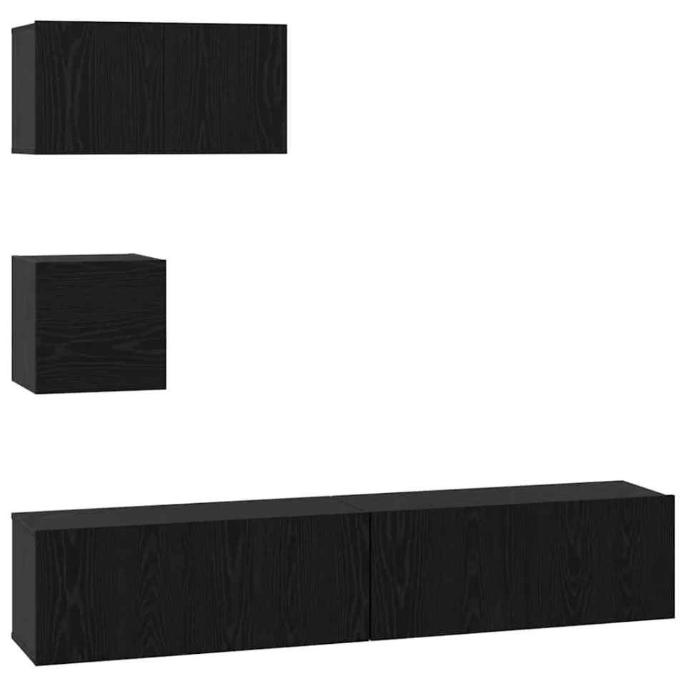 vidaXL Tv-meubelset 4 st 80 x 30 x 30 cm Zwart Eiken