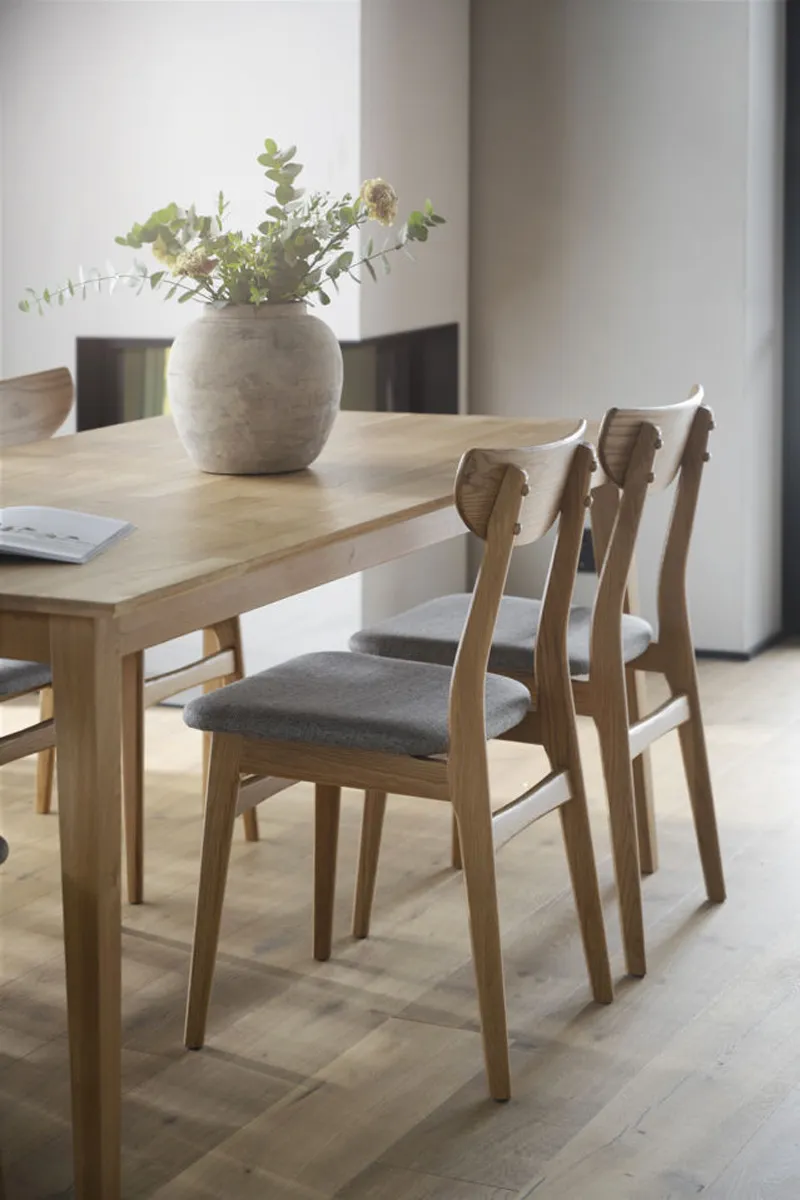 Rowico Home Rodham eikenhouten eetkamerstoel - gestoffeerde zitting lichtgrijs - set van 2, foto 2