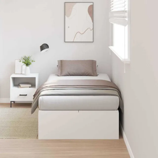 vidaXL Opbergbedframe met opslag Wit 90 x 190 cm Bewerkt hout