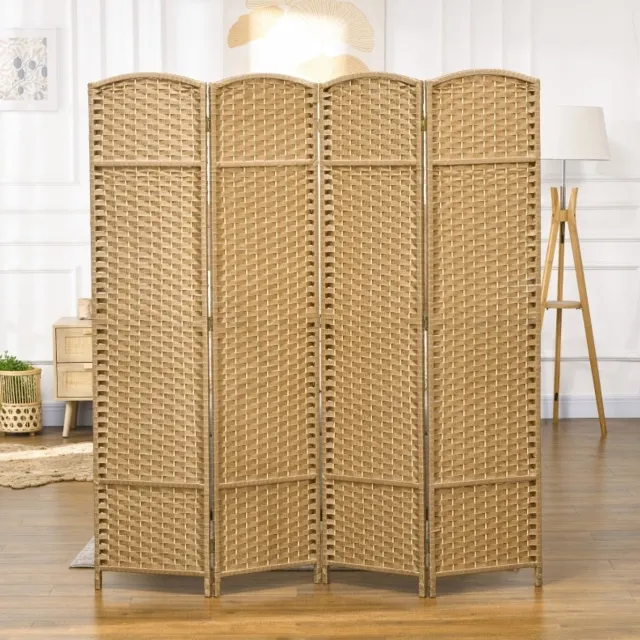 STILVORA Kamerscherm Opvouwbaar – STILVORA – 4-Delig 160 x 170 cm – Hout en Kunststof – Natuurlijk Hout – voor Woonkamer en Kantoor Natuurlijke houtkleur