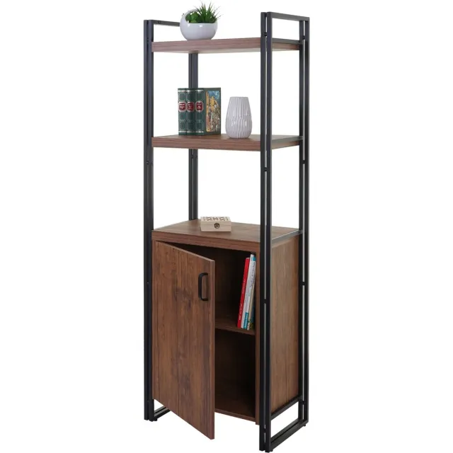 Cosmo Casa Boekenkast Plank - Woonplank - Opbergvak - Met Deur - 3D Structuur - 165X55cm - Wild Eiken Look Bruin