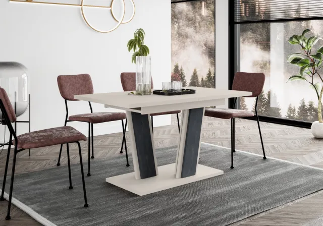 Promeubels Pro-meubels - Eetkamertafel Monor - Beige - Zwart mat - Uitschuifbaar 120-160cm - Eettafel