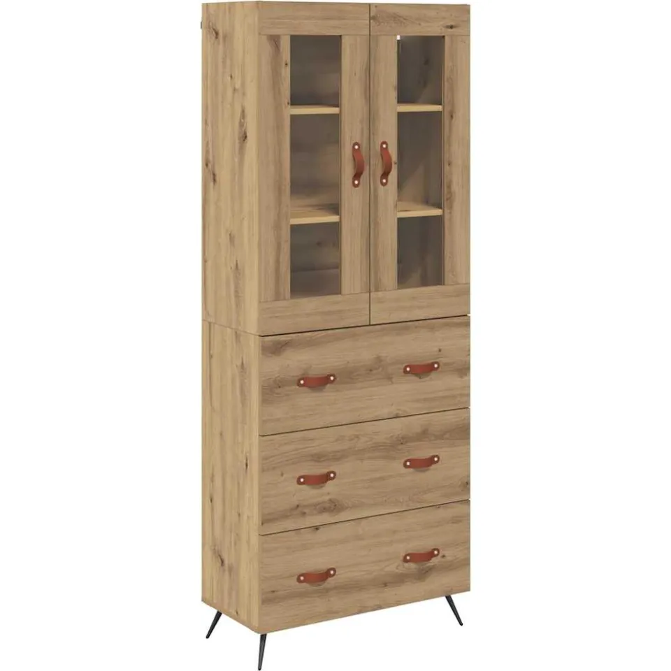 vidaXL Hoge opbergkast met plank 2 st Artisan Eiken 69,5 x 34 x 180 cm, foto 3