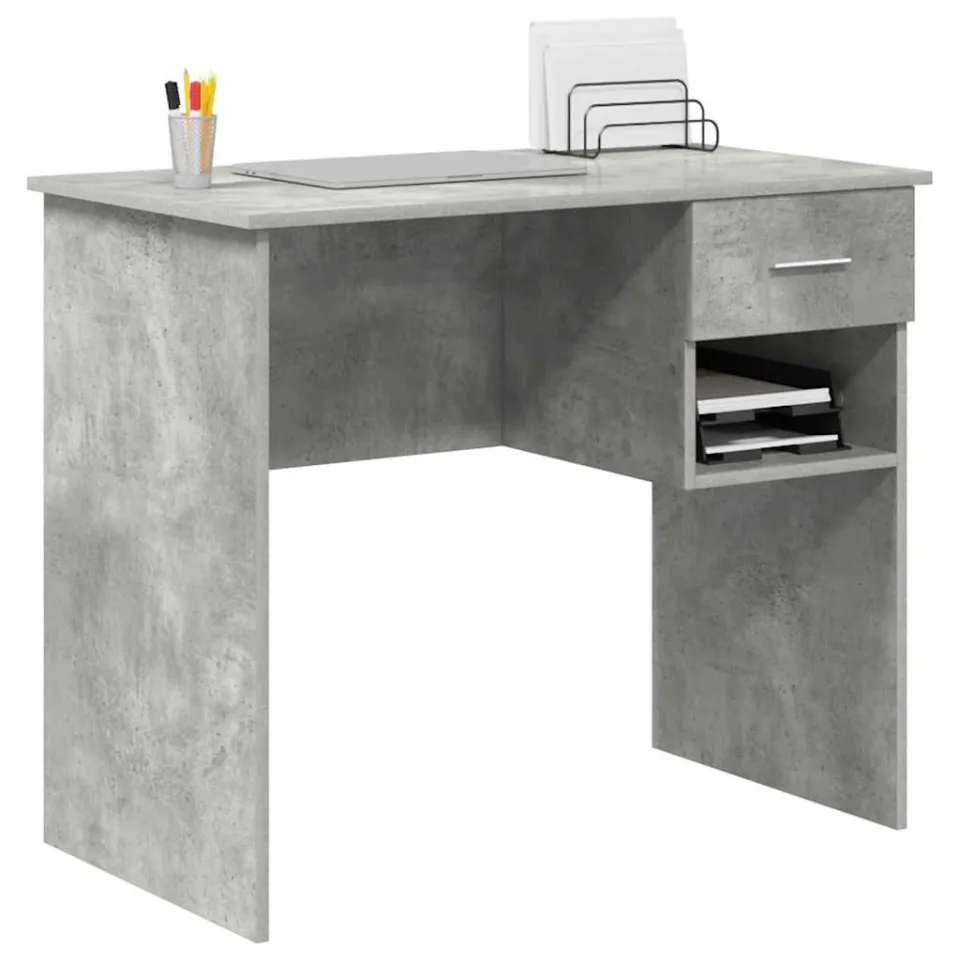 vidaXL Bureau Beton Grijs 90 x 49 x 75 cm Bewerkt hout
