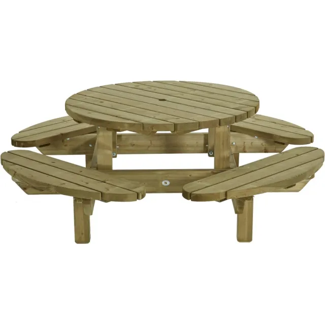 Talen Buitenmeubelen Talen picknicktafel - Rond 210 cm Groen geïmpregneerd