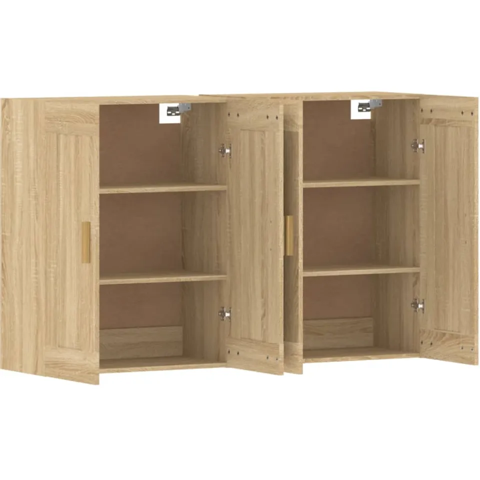vidaXL Hangkasten 2 st bewerkt hout sonoma eikenkleurig Bruin