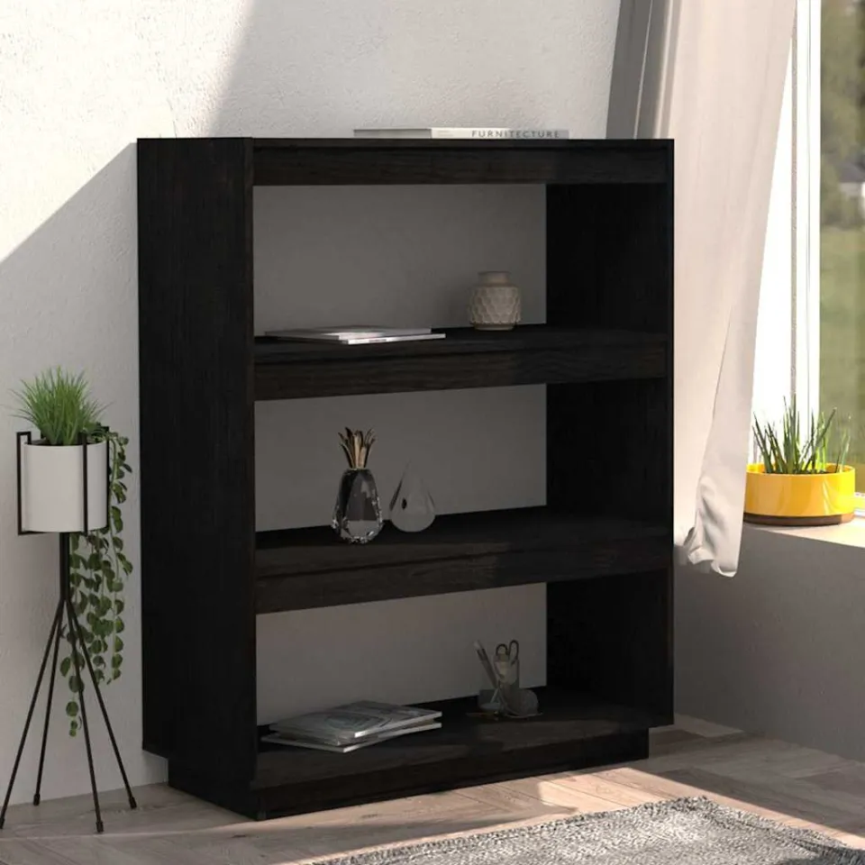 vidaXL Boekenkast/kamerscherm 80x35x103 cm massief grenenhout zwart, foto 3