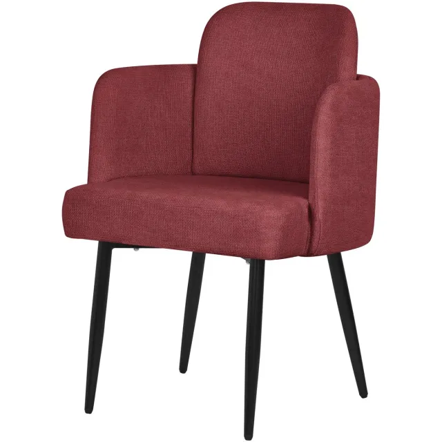 ml-design eetkamerstoel rood stoffen bekleding gestoffeerde stoel met armleuningen rieten rugleuning metalen poten ergonomische loungestoel woonkamer fauteuil stoel voor eetkamer eettafel stoel comfortabel duurzaam modern praktisch design Red