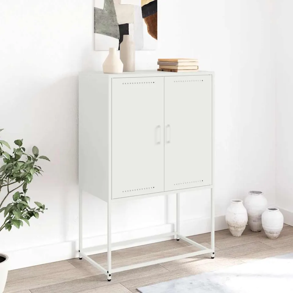 vidaXL Hoge kast 68,5x38,5x107 cm staal wit, foto 3