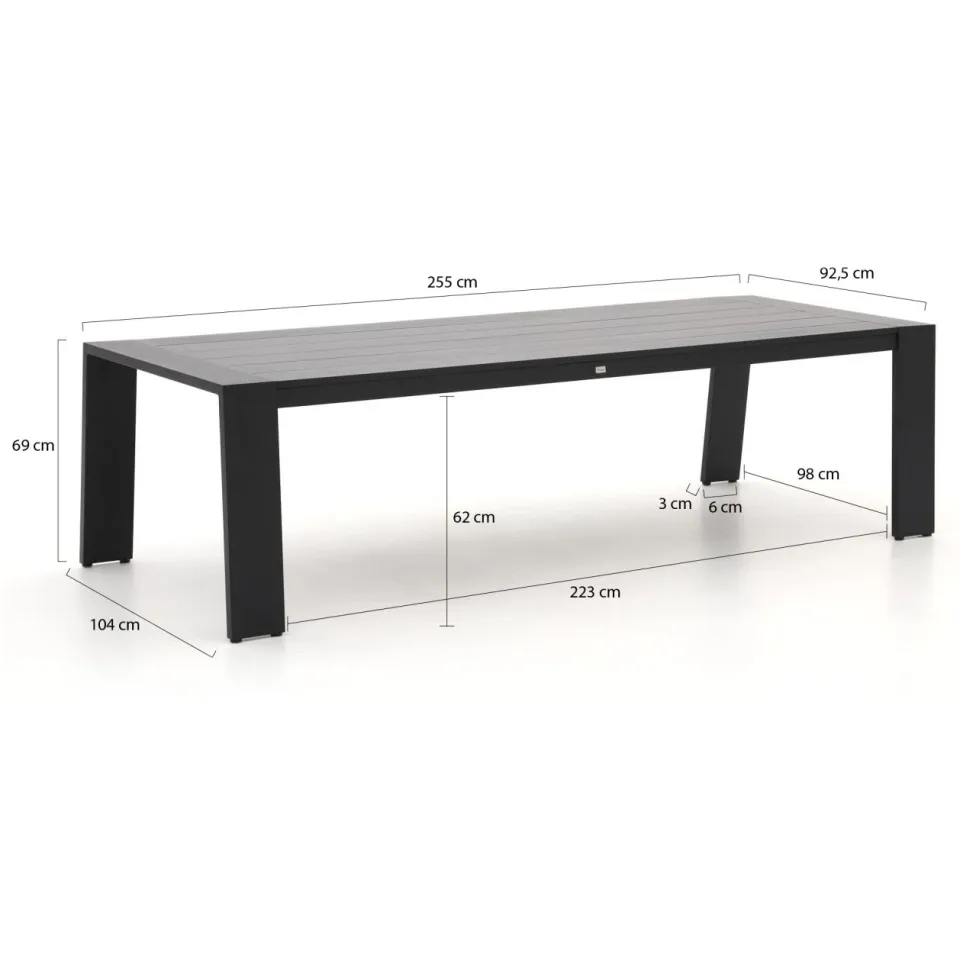 Bellagio tuinmeubelen Bellagio Vinadio 255cm low dining tuinset 7-delig grijs, foto 3