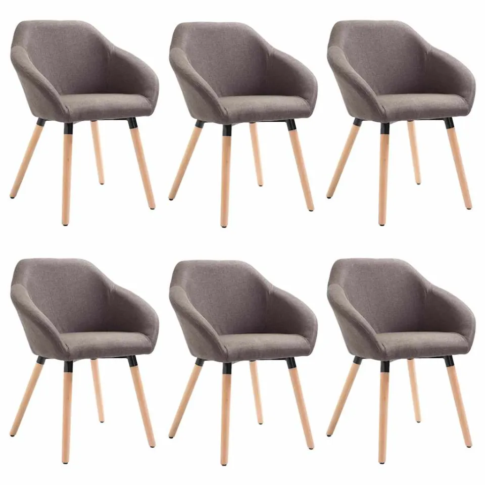 vidaXL Eetkamerstoelen 6 st stof taupe, foto 3