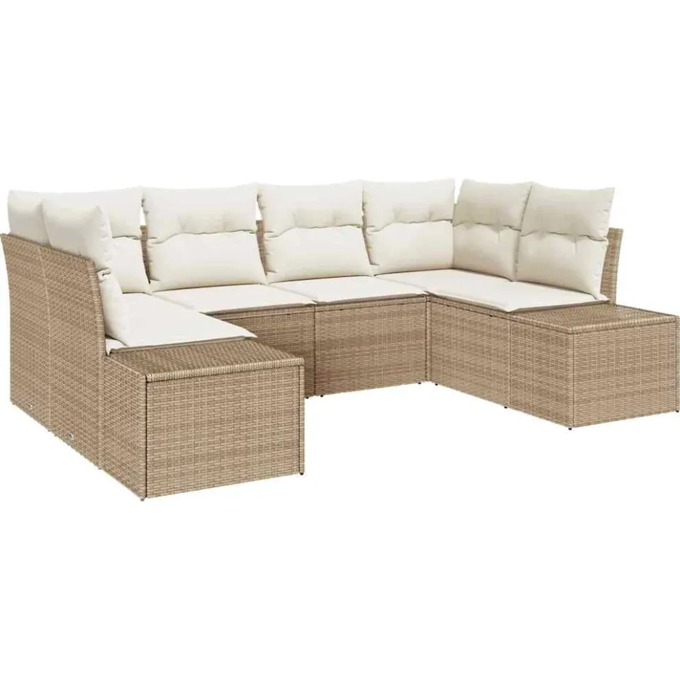 vidaXL Tuin Sofa Set 6 st Beige poly rattan