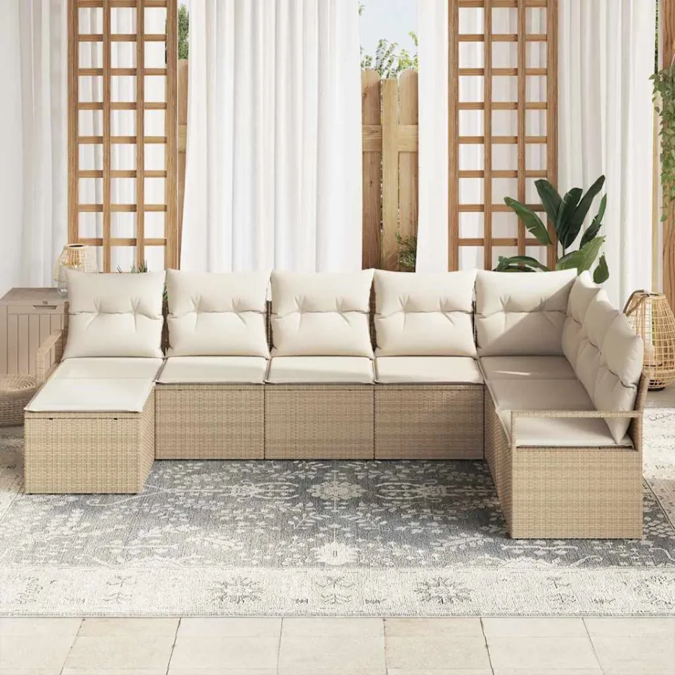 vidaXL Bankstel 8 st Beige poly rattan, foto 3