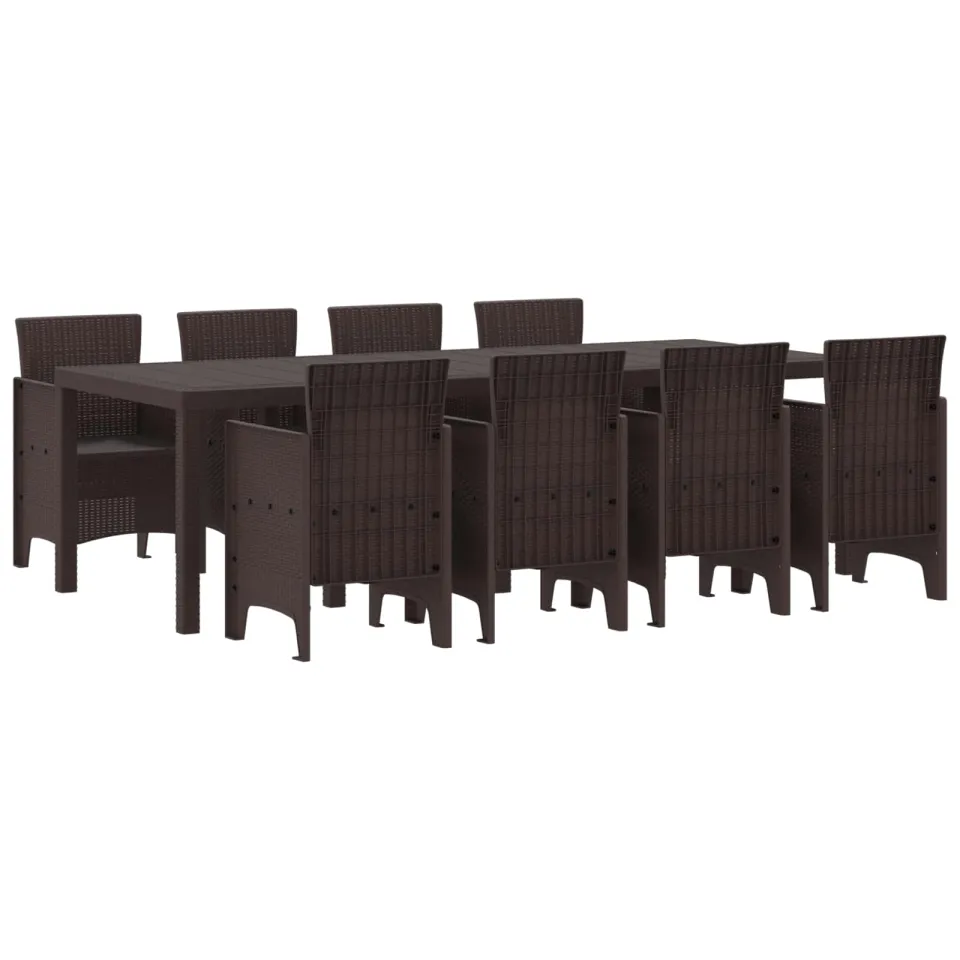 vidaXL Tuin Eetset 9 st Bruin Polypropyleen
