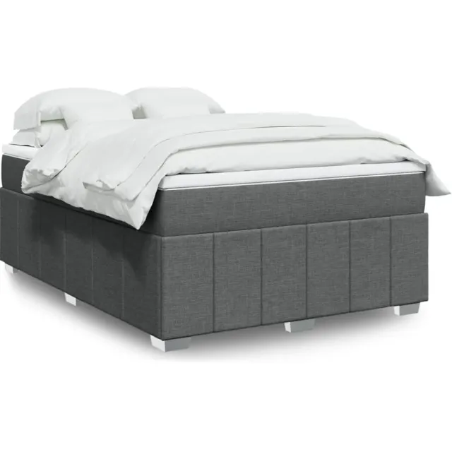 vidaXL Boxspring met matras stof donkergrijs 140x200 cm grijs