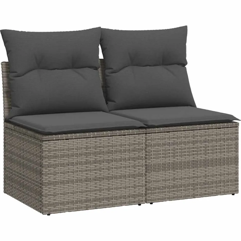 vidaXL 2-delige Loungeset met kussens poly rattan acacia grijs