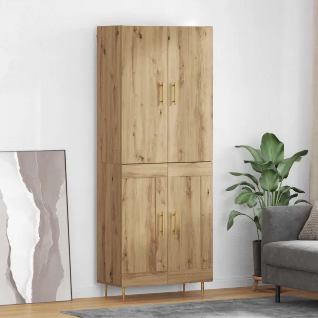 vidaXL Highboard Artisan Eiken 69,5 x 34 x 180 cm Bewerkt hout Bruin