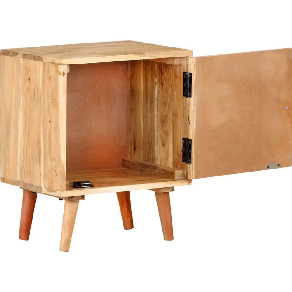 vidaXL Nachtkastje 40x30x50 cm massief acaciahout beige, foto 4