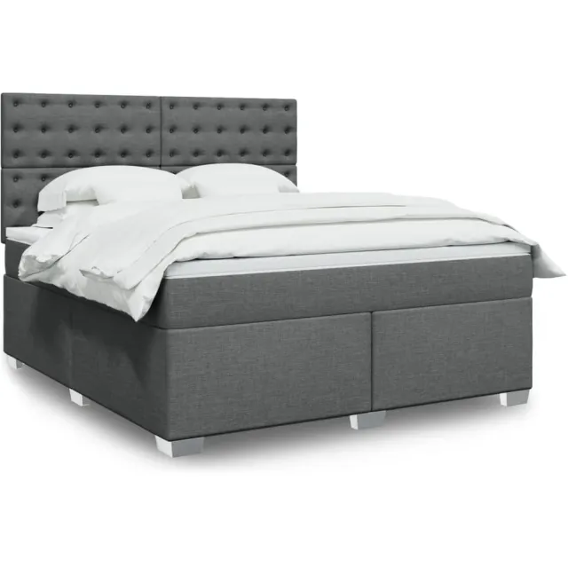 vidaXL Boxspring met matras stof donkergrijs 180x200 cm grijs