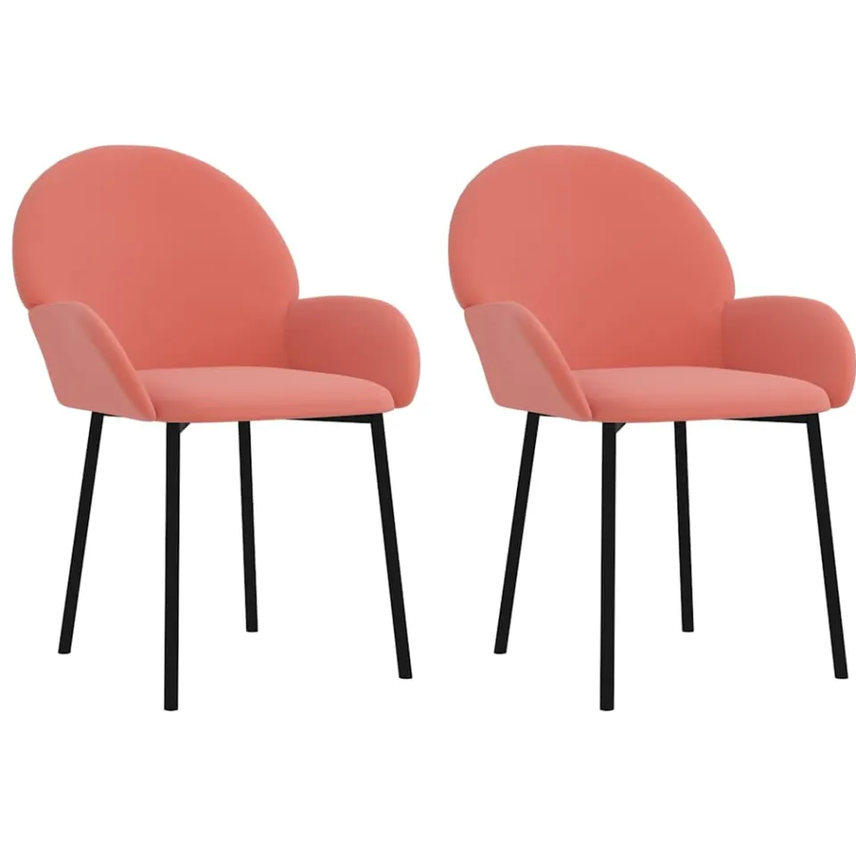 vidaXL Eetkamerstoelen 2 st fluweel roze, foto 3