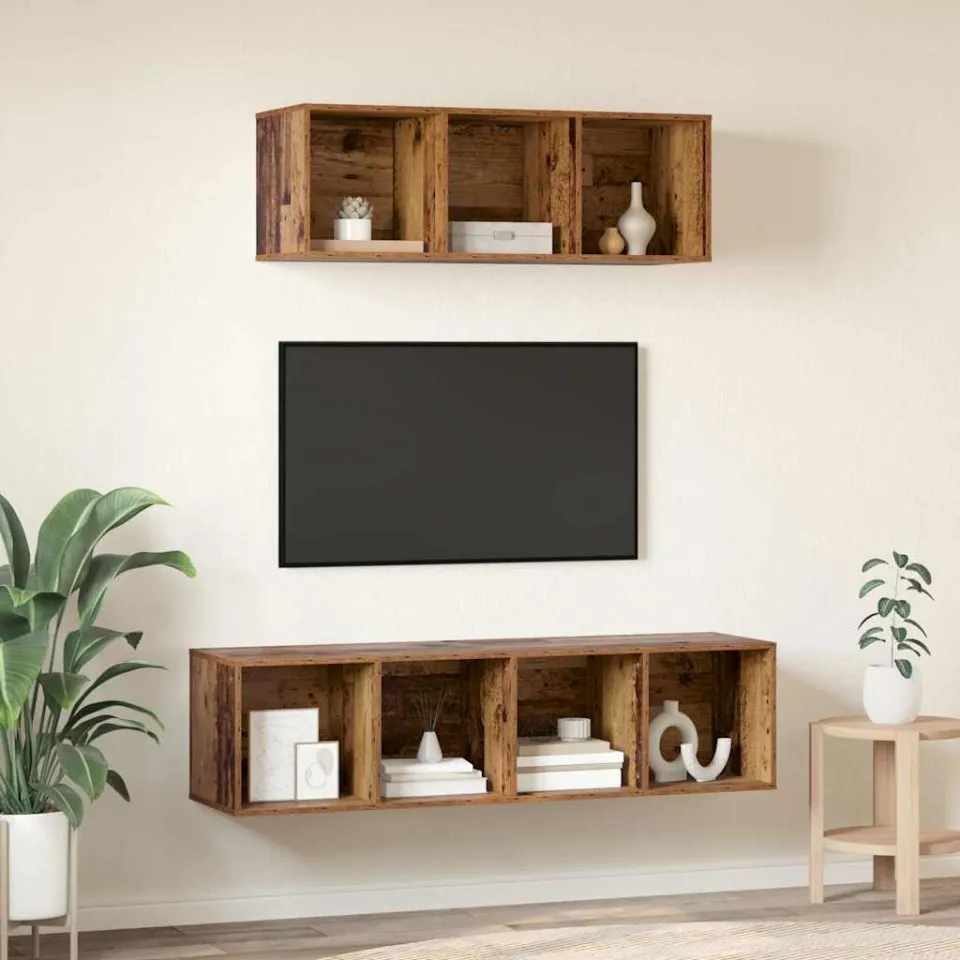 vidaXL Tv-meubelset 2 st Oud Hout Bewerkt hout bruin, foto 4