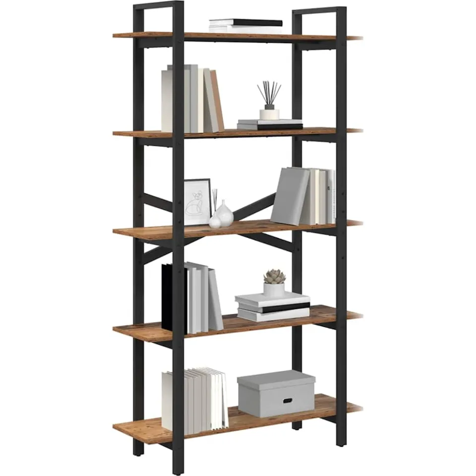 vidaXL Boekenkast 5-laags 100 x 33,5 x 178 cm Bewerkt hout Oud Hout Bruin
