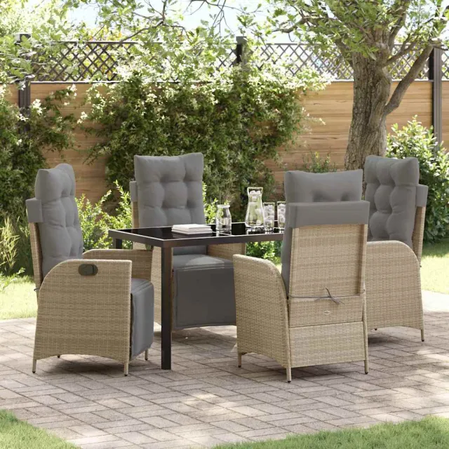 vidaXL Tuin eettafelset 5 st Beige poly rattan
