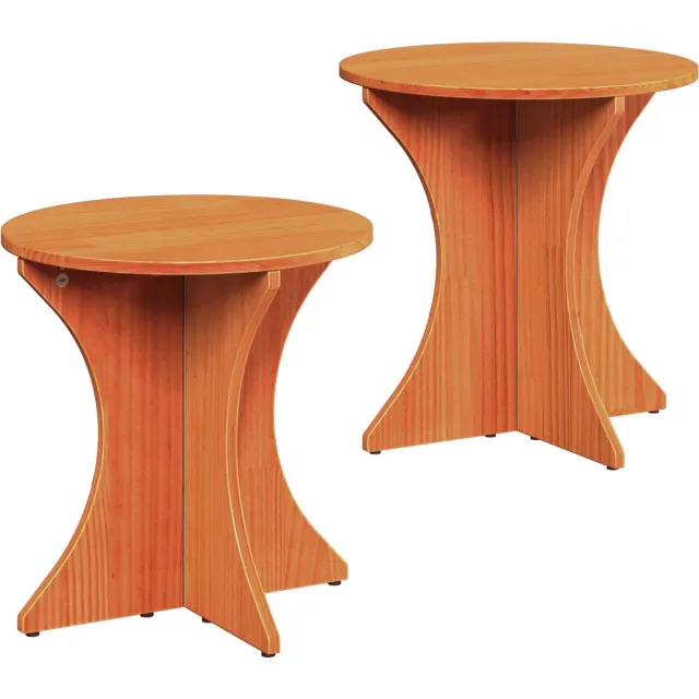 vidaXL Salontafel 2 st Wasbruin 46 x 46 x 47 cm Massief grenenhout