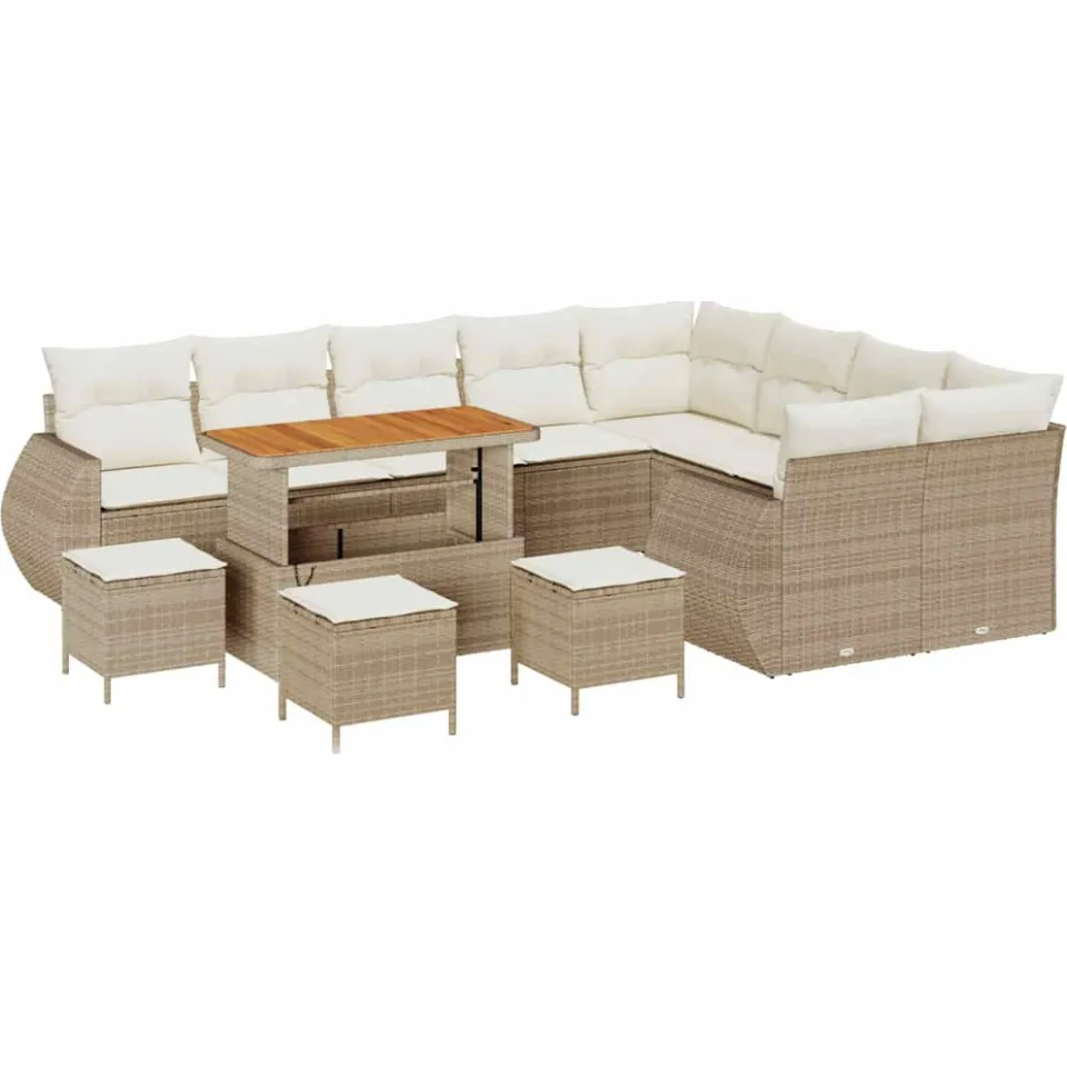 vidaXL Tuinbankenset 13 st Beige poly rattan, foto 3