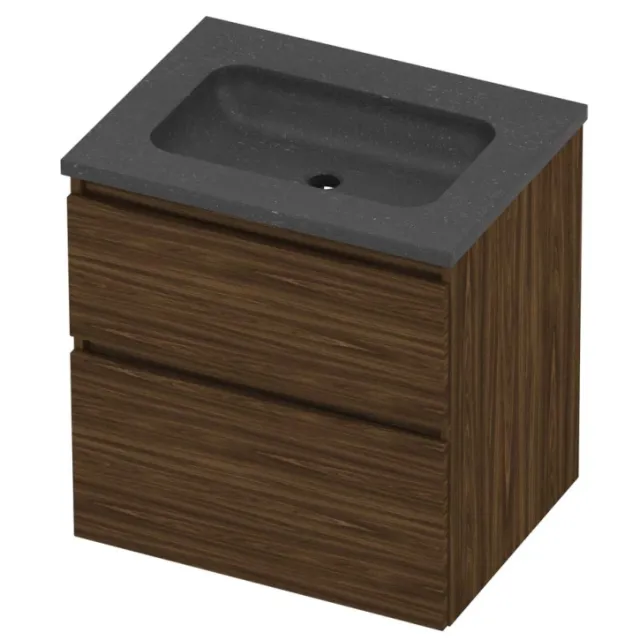 Proline Rollo Badmeubelset Hardsteen Elegant Zonder Kraangat 60x46x62 cm Blue Stone Cabana Oak Eiken
