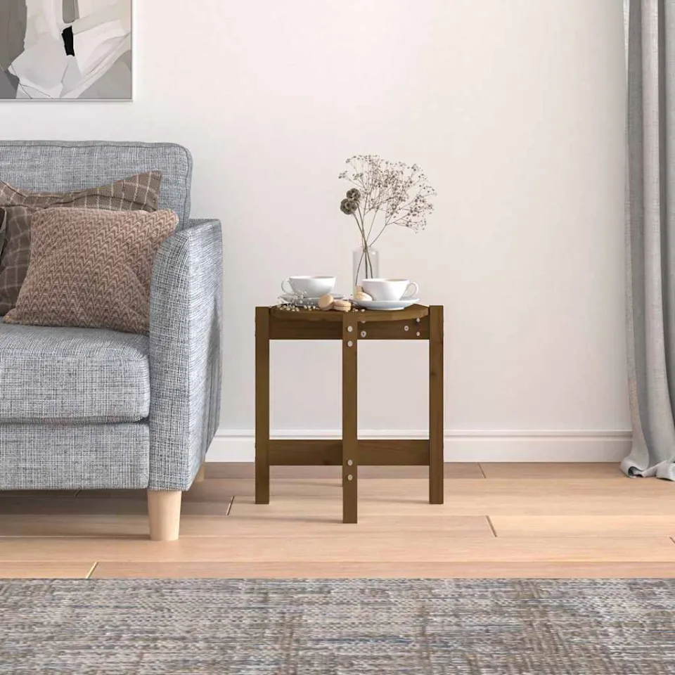 vidaXL Salontafel Ø 42,5x45 cm massief grenenhout honingbruin bruin, foto 3