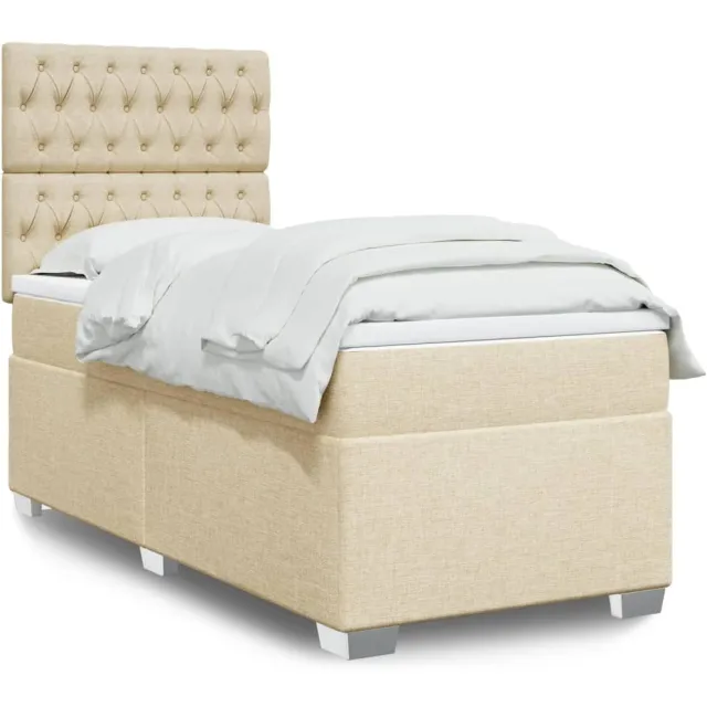 vidaXL Boxspring met matras stof crèmekleurig 90x190 cm