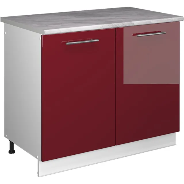 Vicco Wastafelkast Fame-Line, Bordeauxrode hoogglans/Wit, 100 cm, WB Marmer