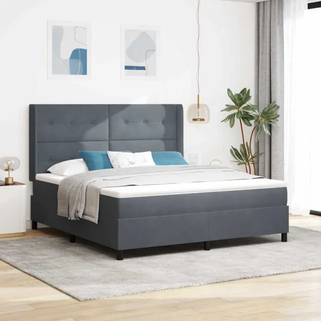 vidaXL Boxspringbed met hoofdeinde Donkergrijs 180 x 200 cm Fluweel