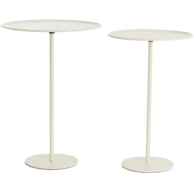 Light & Living Bijzettafel LIA - Ø38x54 cm - Wit - Set van 2