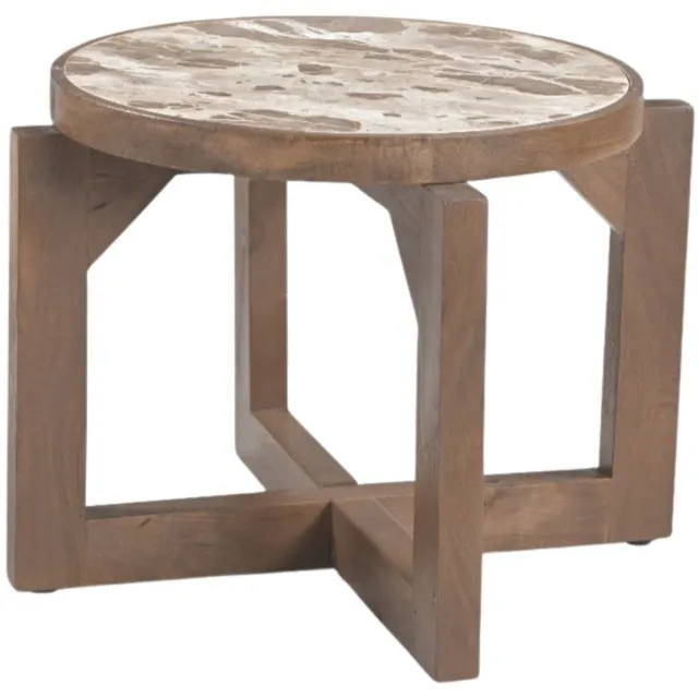 DÉJA Living Salontafel Juuka - Donkerbruin Marmer - Ø60cm