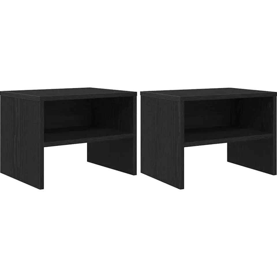 vidaXL Nachtkastje 2 st Zwart eiken 40 x 30 x 30 cm Bewerkt hout, foto 3