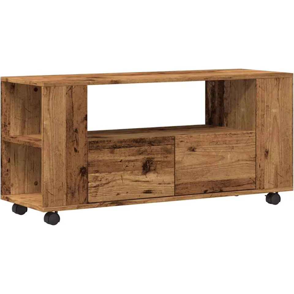 vidaXL Tv-meubel met wielen 102x34,5x43 cm bewerkt hout oud hout bruin, foto 3