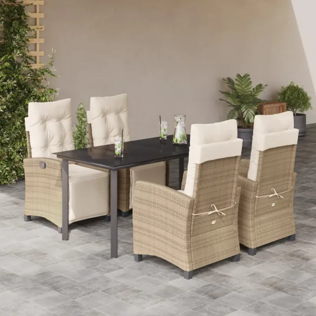 vidaXL 5-delige Tuinset met kussens poly rattan beige, foto 2