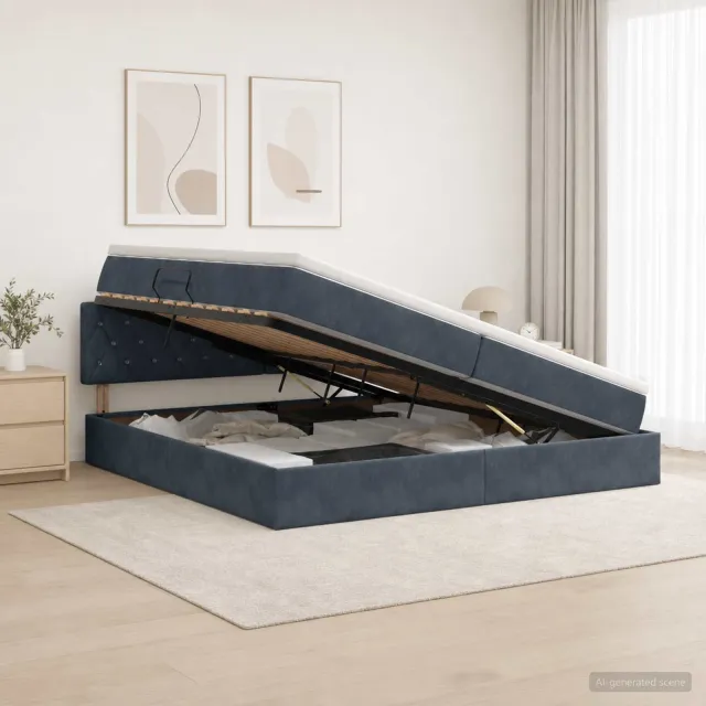 vidaXL Opslag bed met hoofdeinde Donkergrijs 200 x 200 cm Fluweel