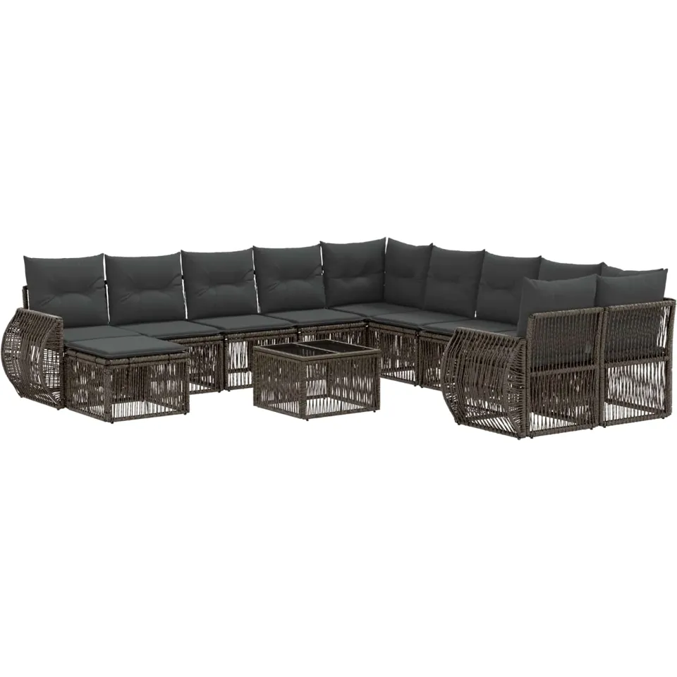 vidaXL Tuinbankenset 12 st Grijs poly rattan, foto 3