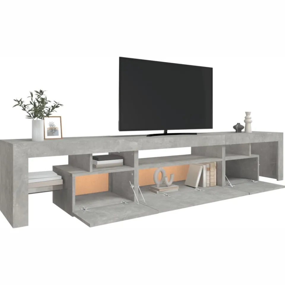 vidaXL Tv-meubel met LED-verlichting 215x36,5x40 cm betongrijs