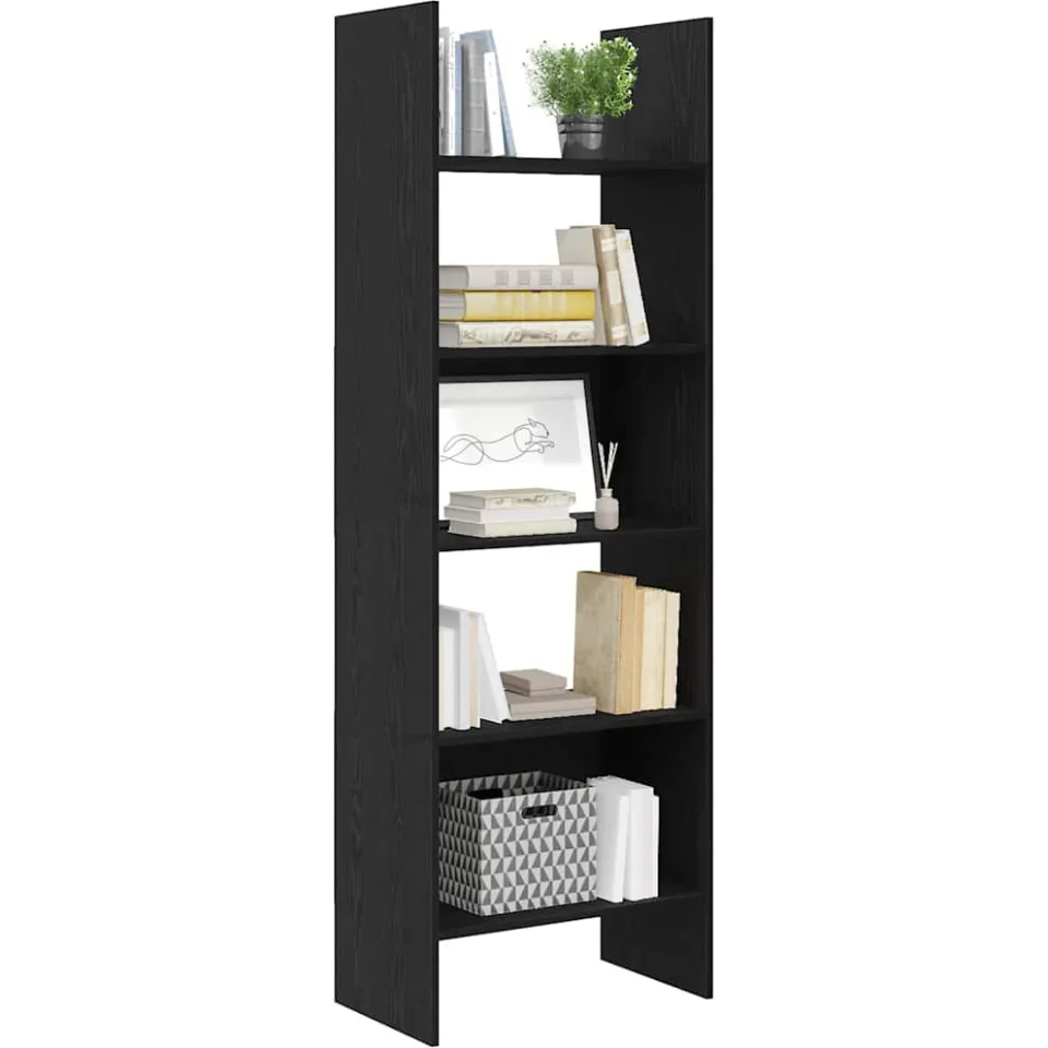 vidaXL Boekenkast 5-laags 60 x 35 x 180 cm Bewerkt hout Zwart Eiken