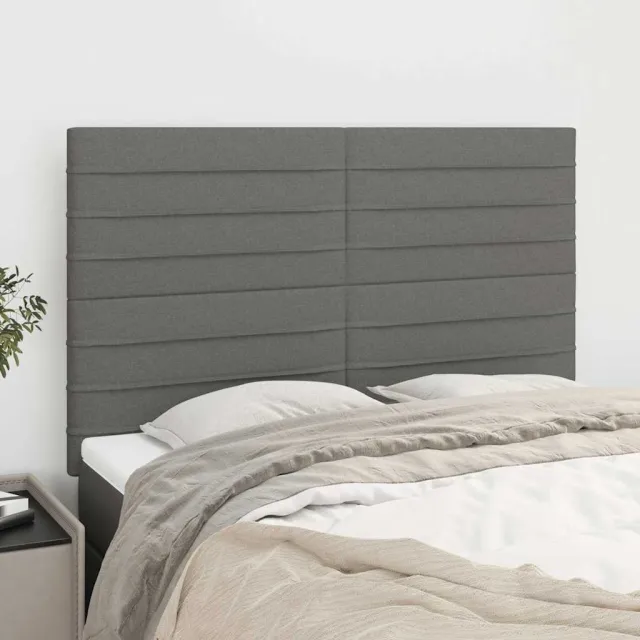 vidaXL Hoofdbord donkergrijs 144x5x118/128 cm Stof grijs